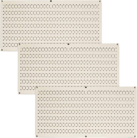 Pegboard Value Pack - (3) Pack of 16-Inch Tall X 32-Inch Wide Horizontal Metal Pegboards for Wall Home & Garage Tool Storage Organization (Beige Pegboard)