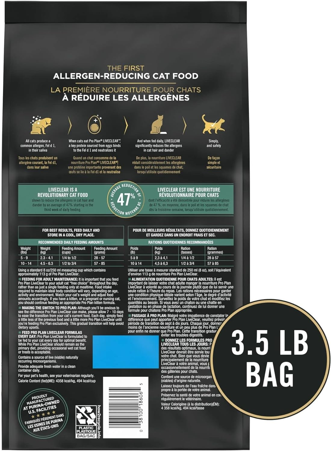Purina Pro Plan Liveclear with Probiotics Allergen Reducing Adult Dry Cat Food & Cat Shampoo