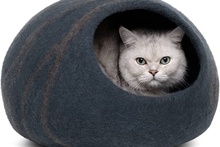 Premium Cat Bed Cave (Large) - Eco Friendly 100% Merino Wool Beds for Cats and Kittens