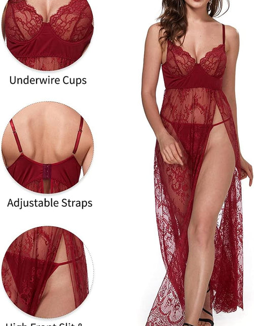 Load image into Gallery viewer, Women'S plus Size Lingerie Sexy Split Maxi Long Gown Sheer Dress
