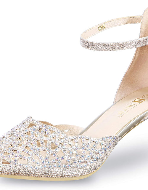 Load image into Gallery viewer, Women'S IN2 Candice Wedding Rhinestones Sequins Low Kitten Heels Pumps Dress Evening Shoes for Women Bridal Bride

